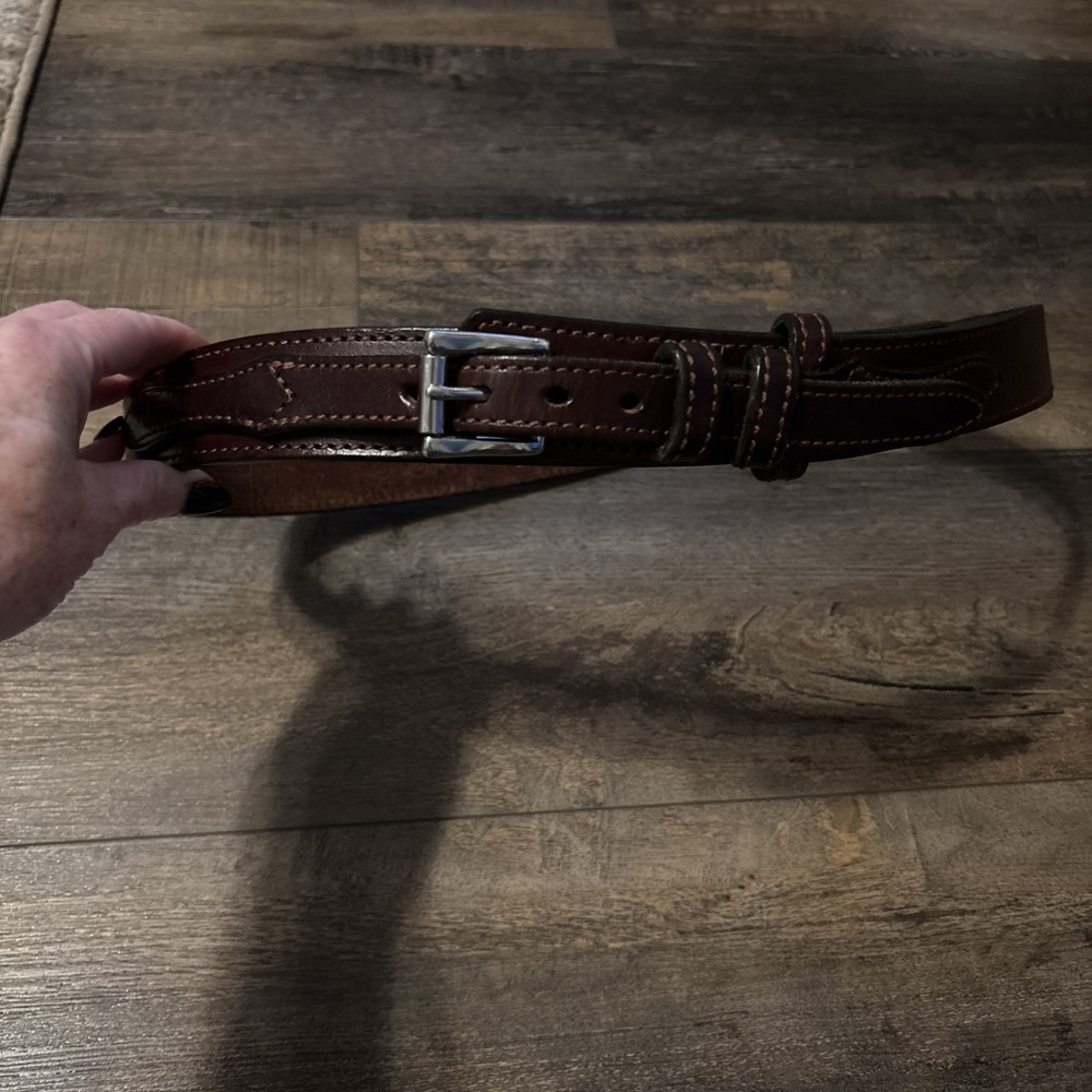 GINGERICH Handmade Leather Ranger Belt, Removable Buckle Men's 33 USA EUC!!